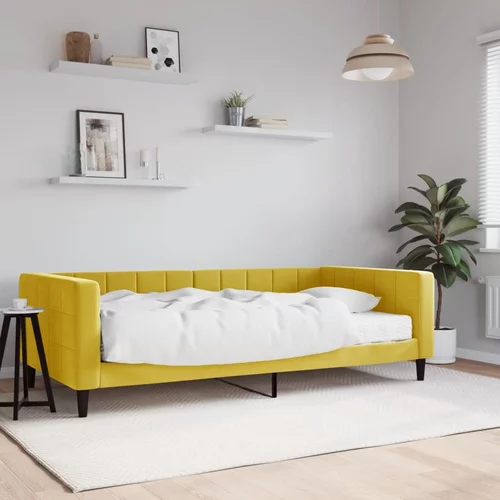  Dnevni krevet s madracem žuti 100 x 200 cm baršunasti