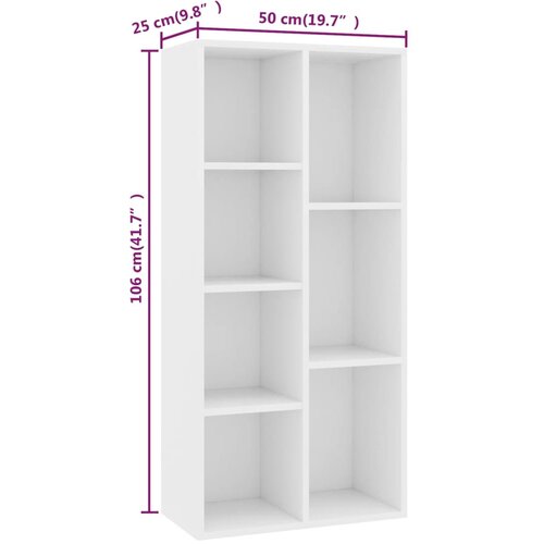  za knjige bijeli 50 x 25 x 106 cm od konstruiranog drva Slike