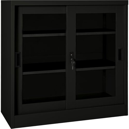 The Living Store Omara z drsnimi vrati črna 90x40x90 cm jeklo - Omara Z Drsnimi Vrati, (21435427) Slike