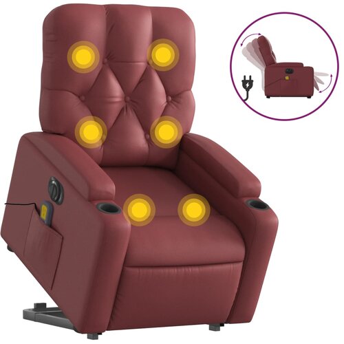 VidaXL Električni masažni naslonjač na podizanje crvena boja vina Slike