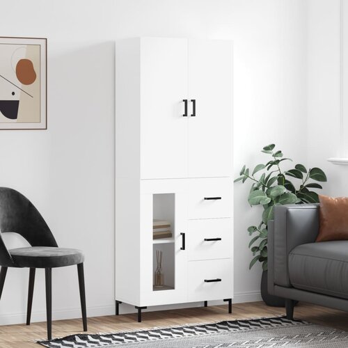vidaXL Visoka omara bela 69,5x34x180 cm inženirski les Cene