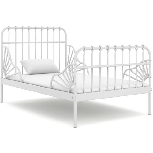 VidaXL Raztegljiv posteljni okvir bel kovinski 80x130/200 cm Slike