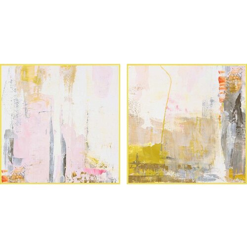 Malerifabrikken Tiskane/s ručno oslikanim elementima slike u setu 2 kom s okvirom/na platnu 41,5x41,5 cm New Age Yellow – Cene