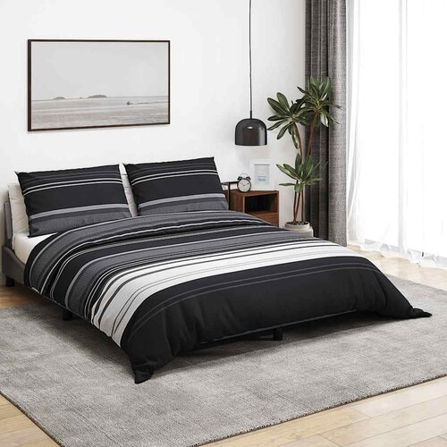  Set posteljine za poplun crno-bijeli 200x200 cm pamučni Cene