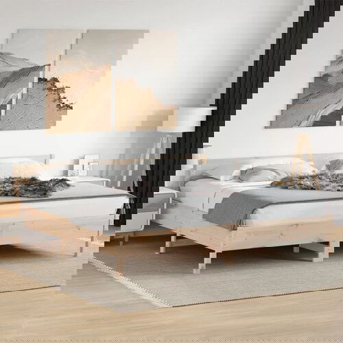  The Living Store Posteljni okvir brez vzmetnice 180x200 cm trdna borovina - Posteljni Okvir, (21499811) Slike