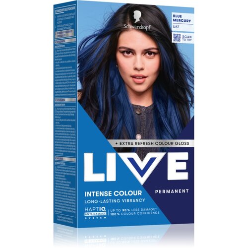 Schwarzkopf LIVE Intense Colour permanentna barva za lase odtenek U67 Blue Mercury 1 kos Cene
