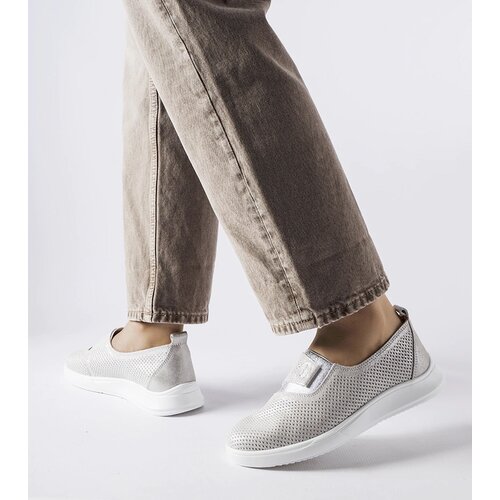 Gemre Silver perforated leather sneakers Ethels Cene