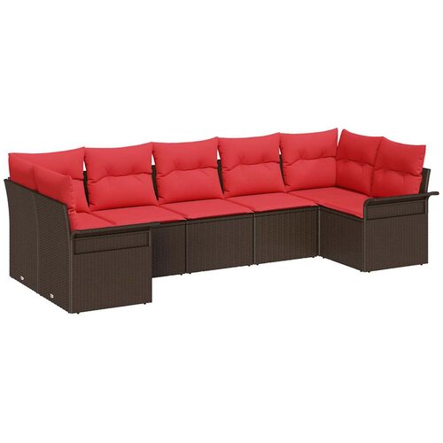  Sjedeća garnitura za vrt 7 kom. Smeđa poliratan 289 x 132,5 x 85 cm Slike