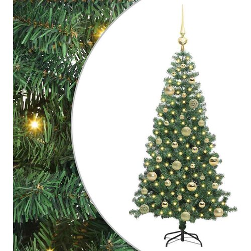 VidaXL Božićno drvce s 150 LED svjetlima s stalakom Zelena 120 cm PVC Slike