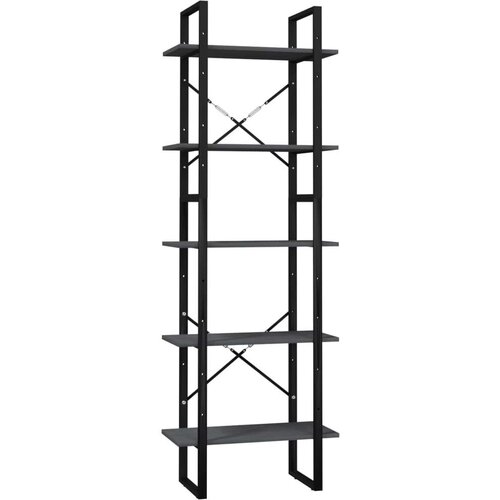 VidaXL 5-nadstropna knjižna omara siva 60x30x175 cm borovina Slike