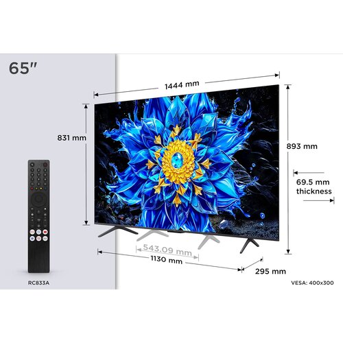 Tcl QD-MiniLED televizor 65P8L, 4K Ultra HD, Smart TV, Google TV, 144 Hz (288Hz FHD), ONKYO 2.1 Hi-Fi sistem, AiPQ procesor, crni Slike