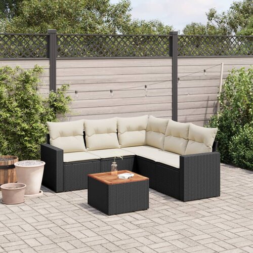 vidaXL 6-dijelni set vrtnih sofa s jastucima crni od poliratana Cijene