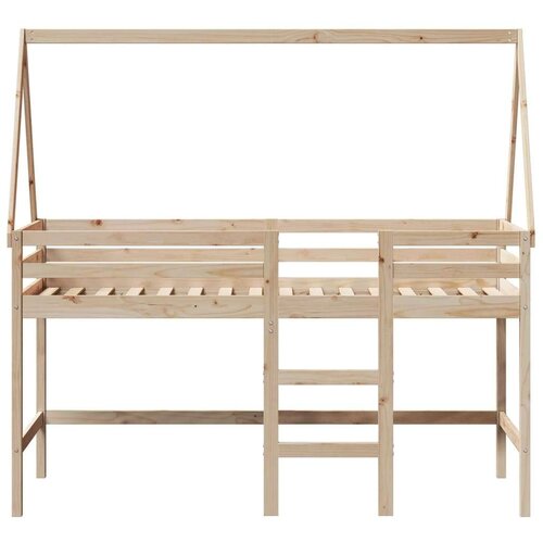vidaXL Posteljni okvir z lestvijo in streho 90x200 cm borovina Cene