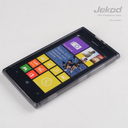 Jekod silikonski ovitek Nokia Lumia 925 prozorno črn TPU/TB + Za&amp;scaron;čitna folija Slike