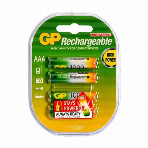 Gp Baterija polnilna AAA-1000 mAh Ni-Mh 4 kom Slike