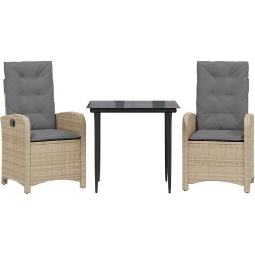  3-dijelni vrtni blagovaonski set od poliratana s jastucima bež 80 cm table length Slike