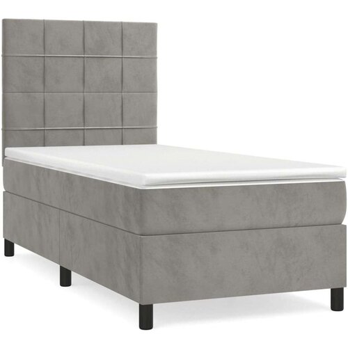 Box spring krevet s madracem svjetlosivi 90x190 cm bar&amp;scaron;unasti Slike