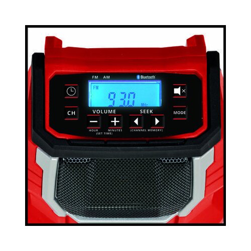 Einhell power X-Change Radio za gradili&amp;scaron;te na bateriju TC-RA 18 Li BT - Solo (Crveno-crne boje, Napon akumulatora: 18 V, Broj baterija: Bez akumulatora, Frekvencija: 87,5 - 108,0 kHz (FM)) + BAUHAUS jamstvo 5 godina na uređaje na električni ili motorni pogon Slike