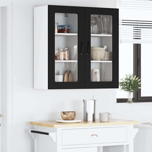 VidaXL zidni kuhinjski ormarić s policom 2 pcs crna 40 x 31 x 80 cm Slike