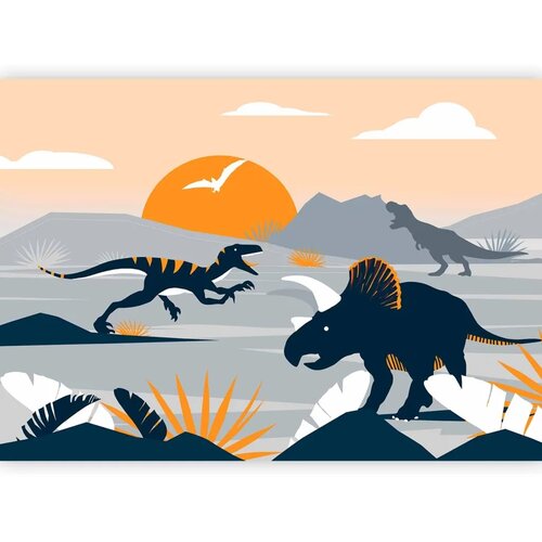  Foto tapeta - Last dinosaurs with orange - abstract landscape for a room 100x70 Premium Cene