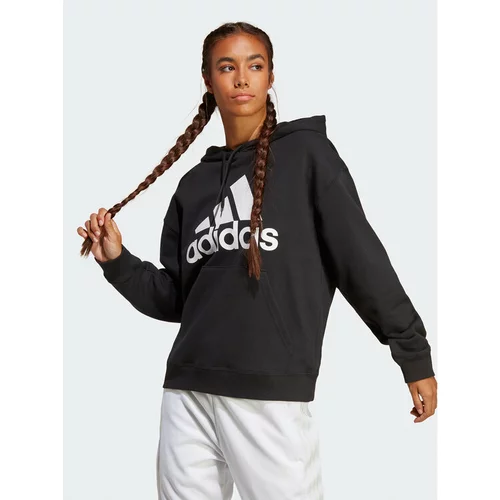 Adidas Jopa Essentials Big Logo Oversized French Terry Hoodie HR4934 Črna Loose Fit