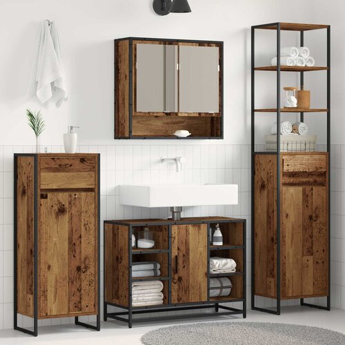  Kupaonski ormar Staro drvo 40 x 30 x 180 cm Konstruirano drvo Cijene