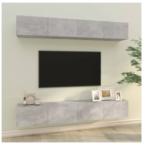  Stenske TV omarice 4 kosi betonsko sive 100x30x30 cm