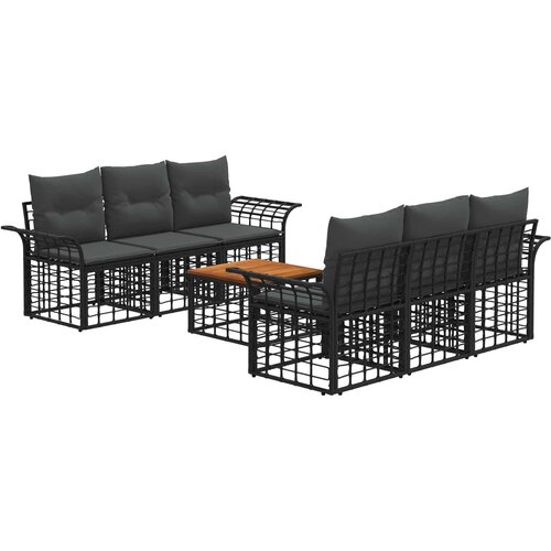  Set vanjskih sofa 7 kom. Crna i tamno siva poliratan Slike