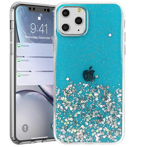 Silikonski ovitek z bleščicami SPARKLE za iPhone 13 Pro - moder