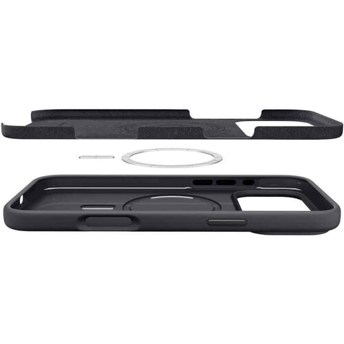 Spigen Silicone Fit MagSafe maska za iPhone 17 Pro ACS10335 - crna Slike