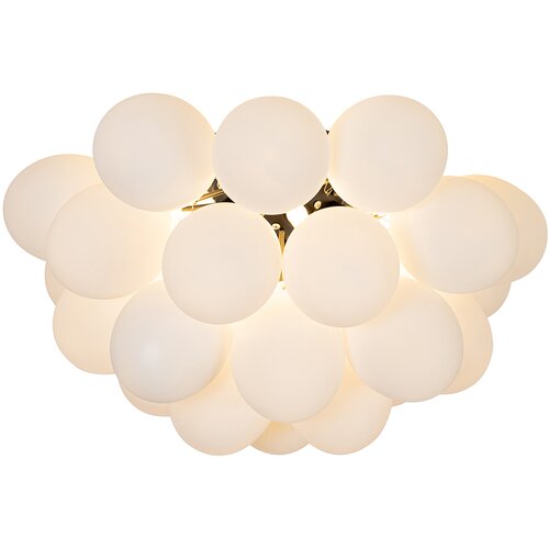 QAZQA Art deco stropna svetilka črna z opalnim steklom 6-light - Uvas Cene