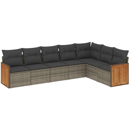 Maison Chic Seti vrtnega pohištva - Vrtna garnitura - Vrtni pohištvo set 7-delna z blazinami siv poli ratan, (21803360) Cene