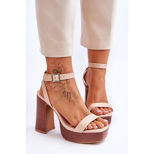 FI1 Leather Sandals On A Chunky Platform Beige Marina Slike
