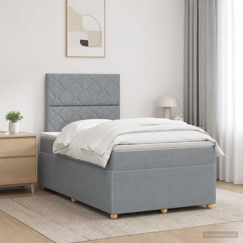  Boxspring krevet s madracem Svjetlosiva 120 x 200 cm Tkanina Cene