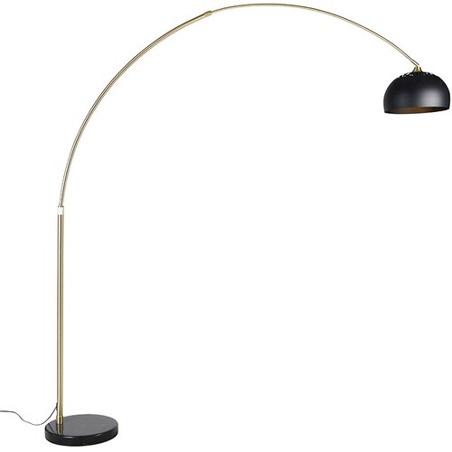 QAZQA Sodobna obločna svetilka medenina z marmornatim dnom in črnim senčilom 32,5 cm - XXL Cene