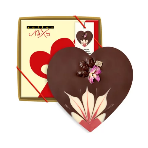 BIO MiXing srce - veganska temna čokolada z malinovim prelivom