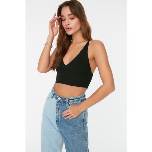 Trendyol Black Strap Detailed Knitwear Blouse Slike