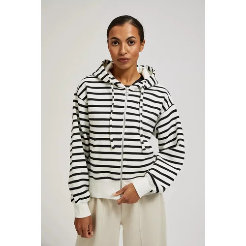 Moodo White sweatshirt with black stripes