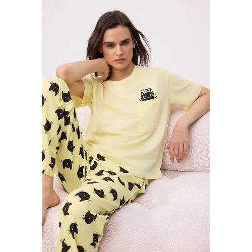 TRENDYOLMILLA Ženski set pidžame Thmss25Pt00161, Žuti Slike