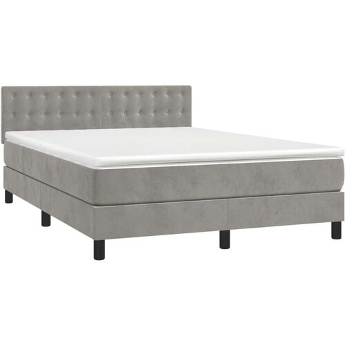 vidaXL Box spring postelja z vzmetnico svetlo siv 140x190 cm žamet Cene