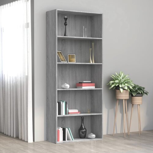 VidaXL ormarić za knjige s 5 razina boja hrasta 80x30x189 cm drveni Slike