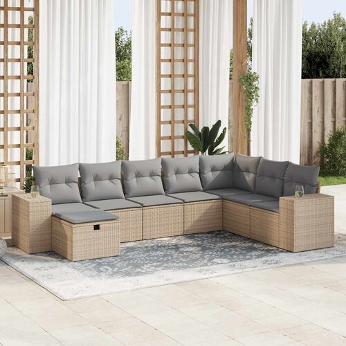 vidaXL 8-dijelni set vrtnih sofa od poliratana s jastucima bež Cijene