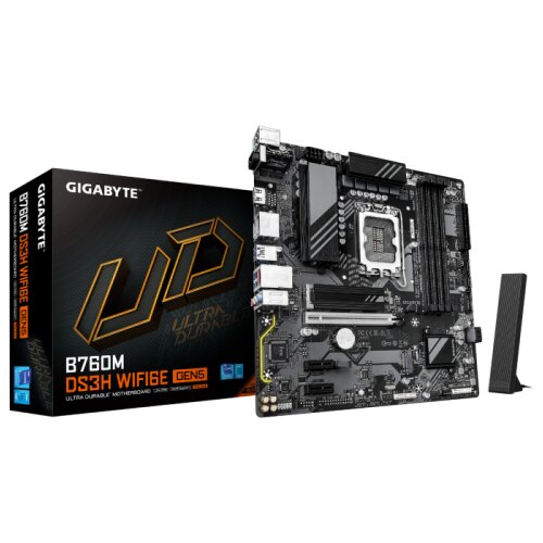 Gigabyte B760M DS3H WF6E GEN5, DDR5, SATA3, USB3.2Gen2, DP, WiFi, LGA1700 mATX Cene