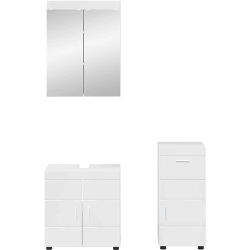  Set namje&amp;scaron;taja za kupaonicu TULUM 3 pcs Visoki sjaj bijela Slike