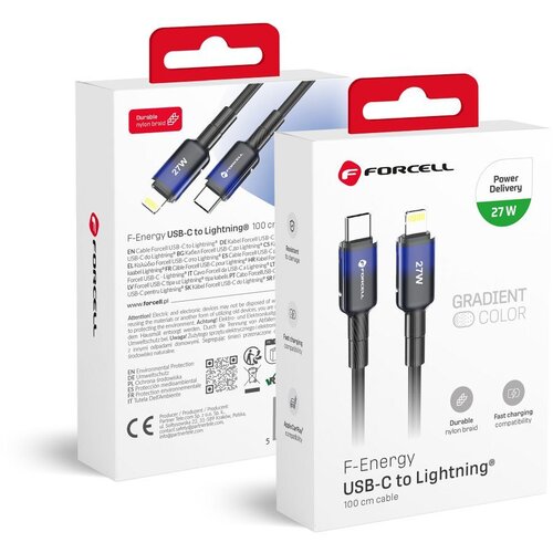 forcell F-ENERGY C356 kabl Type C na Lightning PD 3A 27W gradijent 1 m crni Cene