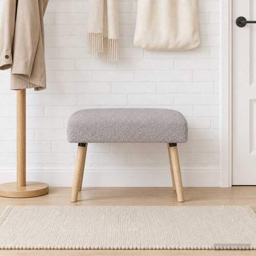  Klupa Jednobojno Svjetlosiva 60 x 40 x 45 cm Boucl&amp;eacute; Slike