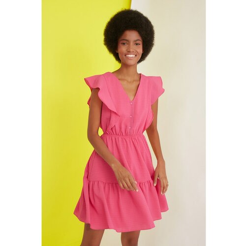 Trendyol Ženska haljina Frill detailed braon | ružičasta Slike