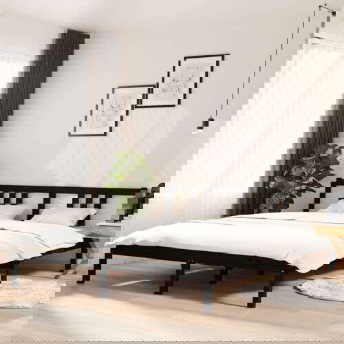  Posteljni okvir črn iz trdnega lesa 160x200 cm, (20648193) Slike