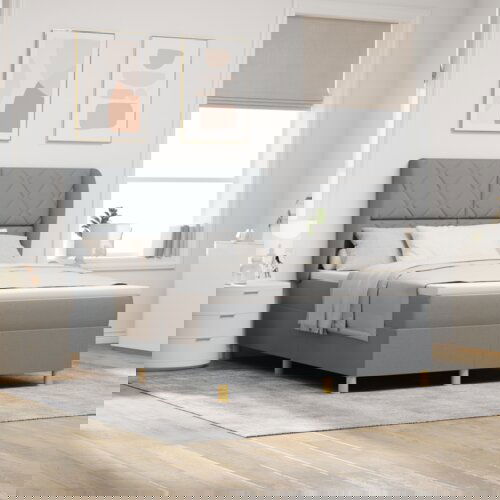 Box Spring Krevet s Madracem Svjetlosiva 140x200 cm Tkanina Cijene