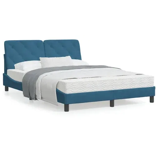  Okvir za krevet s uzglavljem plavi 140 x 190 cm baršunasti
